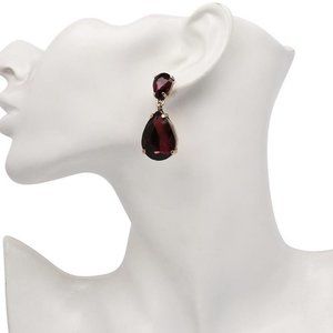 dark wine red teardrop prom pageant bridal formal evening earrings jewelry